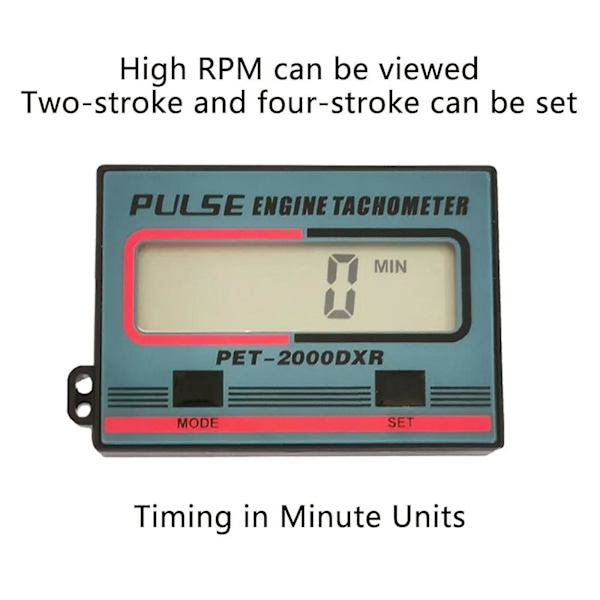 Digital RPM-tachometer og timer - Motorpulsmåler, 1~99999 minutter, induktiv design