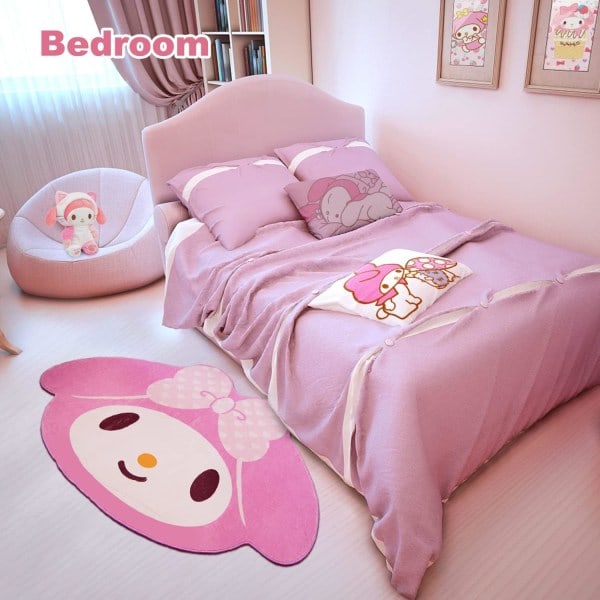 IC Kittie Matta Tecknad Dörrmatta Anime Matta Kawaii Mattor Söt Sittdyna Kattkudde Flickor Dekor Sittdyna Barn Områdesmattor (Rosa+Vit2)