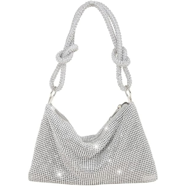 Crossbody-väska för kvinnor, silver clutch-väska, handväska