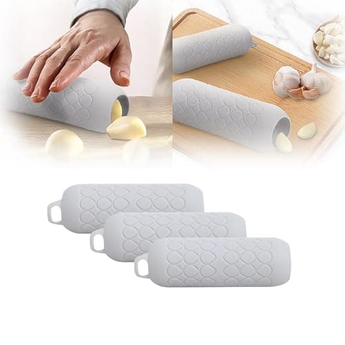 3-pack silikonvitlöksskalare, luktfri enkel rullverktyg för matlagning (grå) Silicone garlic peeler [bagged]