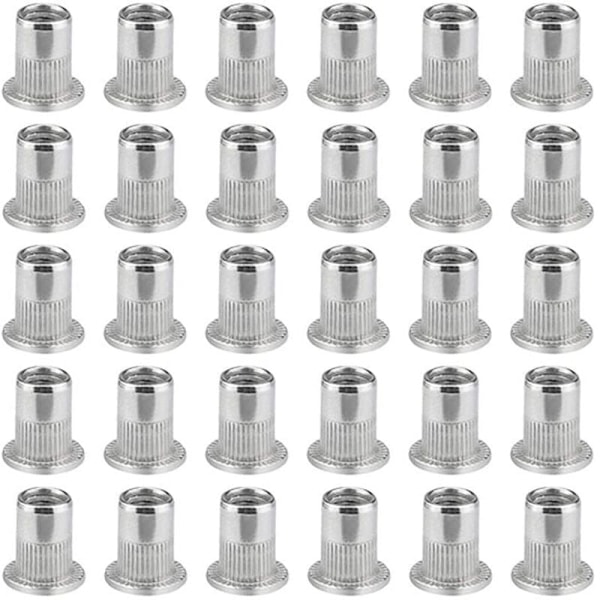 100 stycken M6 Platt Huvud Nitmutter, Rostfria Nitmuttrar, Platt Huvud Gänginsats, M6 Nitmutter, M6 Nitmutter, av DEBUNS