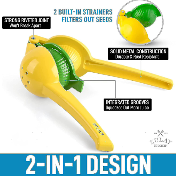 Metal 2-i-1 Citron- og Limepresser - Håndpresser til Citron - Manuel Citruspresser med Maksimal Udtræk []