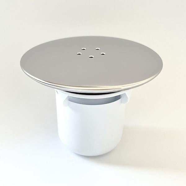 Slukrist for dusj, 90 mm høy gjennomstrømning, slukpropp for dusjkar, kromfinish, DEBUNS