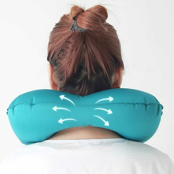 Oppustelig rejsepude med pumpe til flyrejser, sort black one size