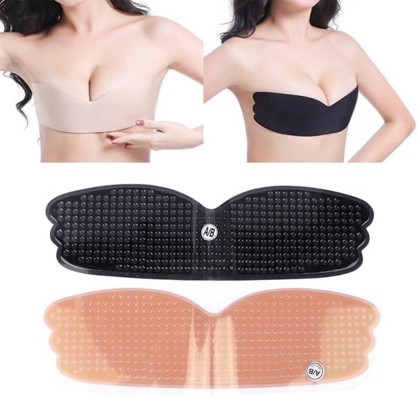 IC Kvinnor Självhäftande Axelbandslös BH Stick Gel Sexig Push Up Underkläder Nude A/B