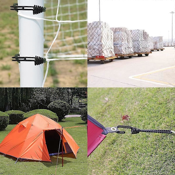 Elastiska Snören med Krokar för Utomhusbruk - 8 st Tält Elastiskt Rep Spänne Krok Spiral Krokar för Camping, Tält
