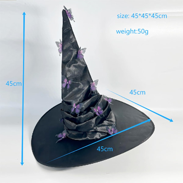 Sort Halloween Heksehat Heksehat Kvinde Med Sommerfugl Sjov Heksehat Heksehat Til Halloween Karneval Maskerade Forklædning