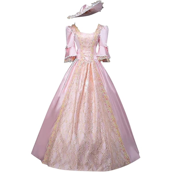 Kvinners kjole Plus Size Medieval Ballkjoler Kostymer For Kvinner Victorian Kjole Scenespill D-Rosa D-Pink M