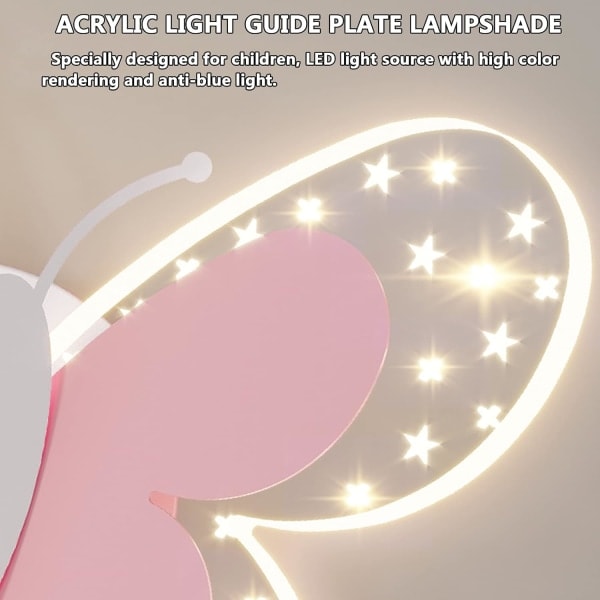 IC LED Vägglampa inomhus med strömbrytare, Barnrumsinredning Sänglampa Dimbar 3 färger Utbytbar 16W Kreativ 3D Fjäril