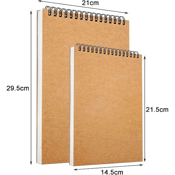 2-pack A5 A4 Skissblock Hård Baksida Omslag A4 A5 Spiralbunden Hardcover Skissblock 160g