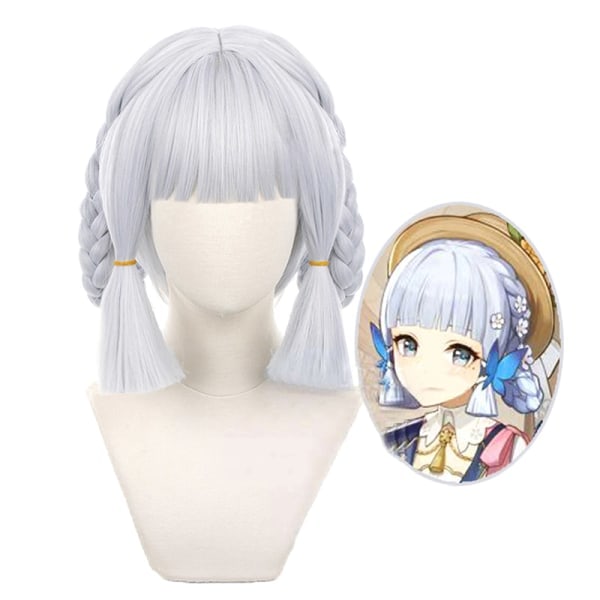 IC Game Genshin Impact Kamisato Ayaka Cosplay Peruk Silver Blå 30 cm