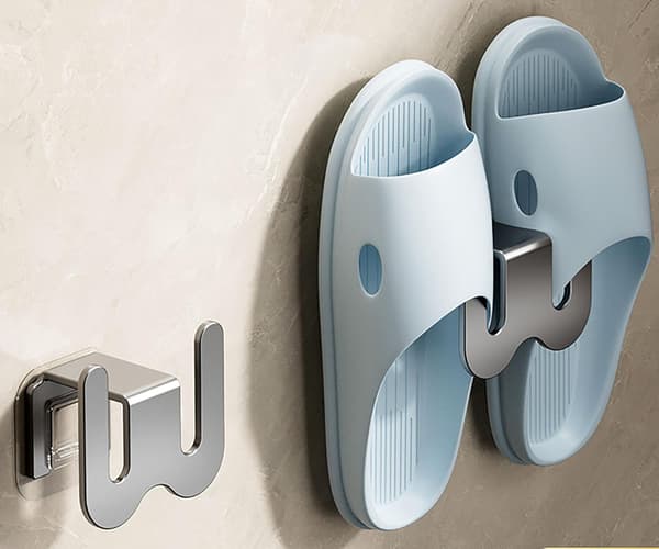 (3-pack) Grå Toffelhållare, 7,6 x 5 cm Aluminium Ingen Stansning Toffelhängare, Gör Ditt Rum Städat, Används för Sovrum