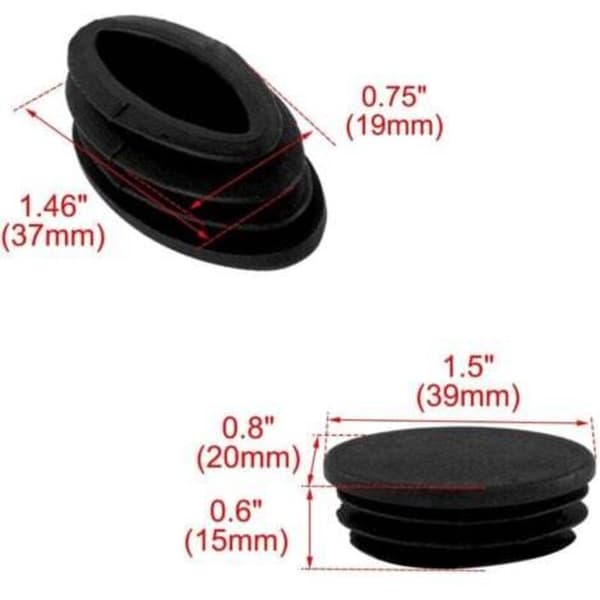 10 stk. sorte ovale plastik stolebenshætter 20 x 40 mm
