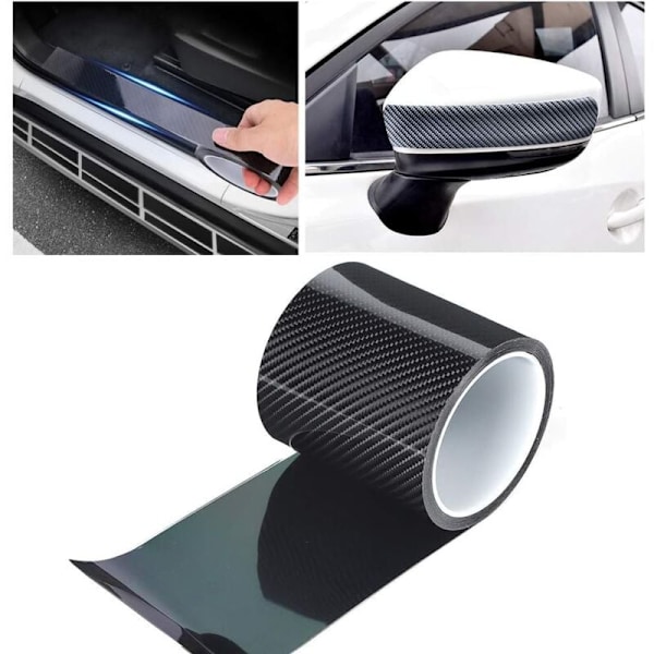 Anti-ridse Kulfiber Strips Kulfiber Beskyttelsesfilm Tør Kulfiber Detaljerings Vinyl Wrap Strip Bil Dørkant Beskyttelses Sticker(10cm3m)