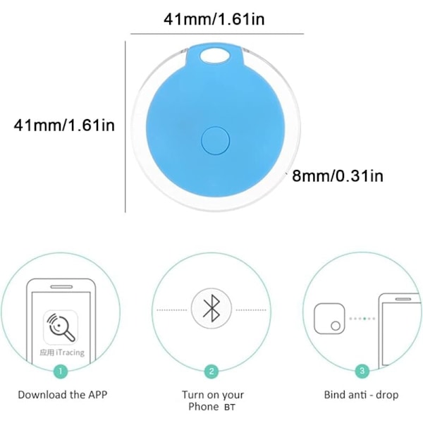 Mini Vattentät Bärbar Bluetooth GPS-Tracker för Bagage/Barn/Husdjur/Katt/Hund