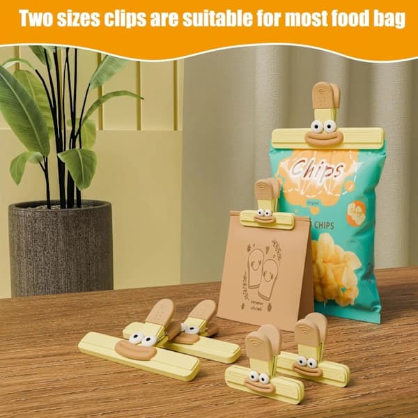 Klyper til pose, lufttette plastforseglingsklyper for brød-, snack- og fryseposer, 6-pakning stor og liten