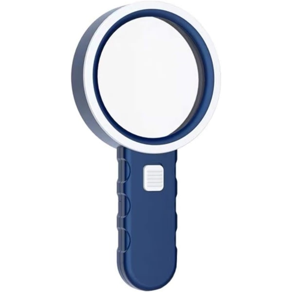 30X förstoringsglas LED-läsförstoringsglas Optiskt glas dubbelt halkfritt förstoringsglas (Färg: Blå)