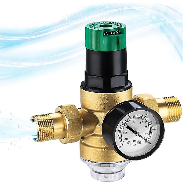 Tryckregulator Vatten 3/4 Tum, Vattentrycksregulator Med Vattentrycksmätare Och Nätfilt