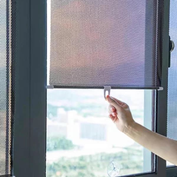 Blackout Roller Blind without Drilling, Retractable Sunshade Roller Blind with Suction Cup, Blackout Curtains, for Car/Office Windows, 50x125cm Lefou