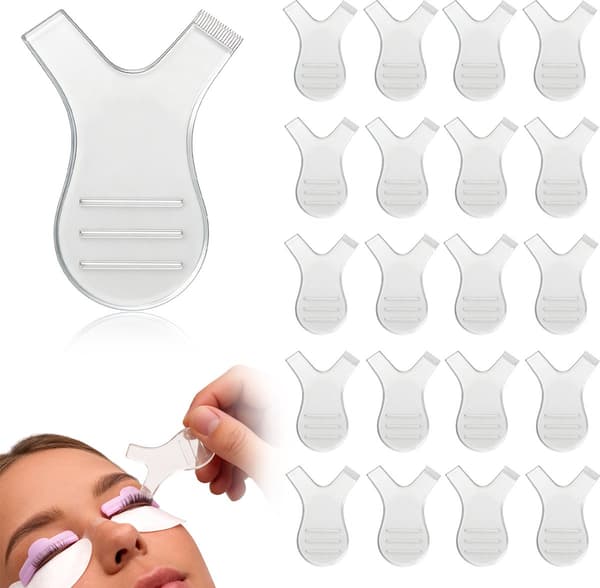 Y-formet øyenvippeløftkam, fleksibel plastseparator for vippeextensions, 20-pakning for salong- og hjemmebruk, klar, 4,5 x 3,3 cm