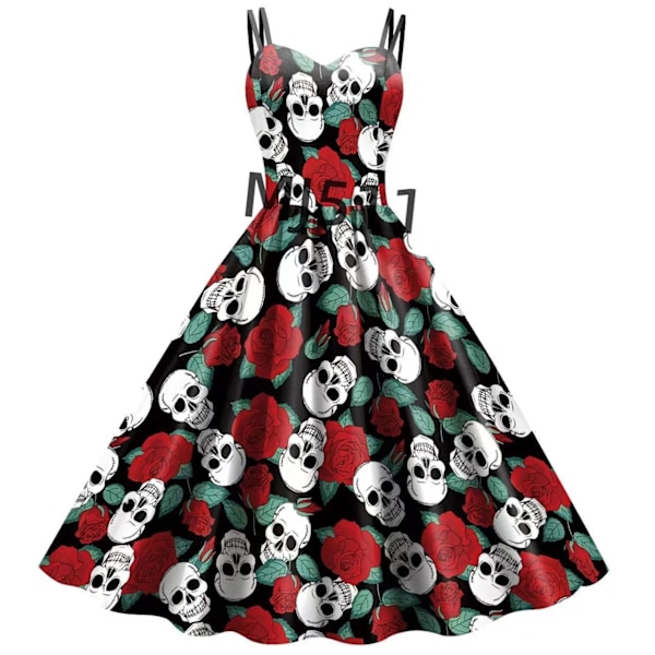 Ny Europæisk og Amerikansk 3D Printet Suspenderkjole Rollespil Kostume Halloween Karneval Fest Skeleton Skull 5 2XL
