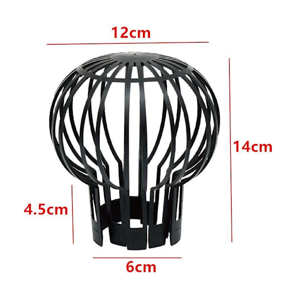 Takrännsfilter, praktiskt set om 4, plast, sil, skydd, vattenflöde, Ø 12 cm, svart