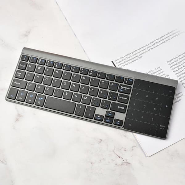 2.4G Trådløst 59-tasters ABS-tastatur med indbygget touchpad til Android, iOS og Windows, grå, 25,8 x 9,8 x 1,5 cm