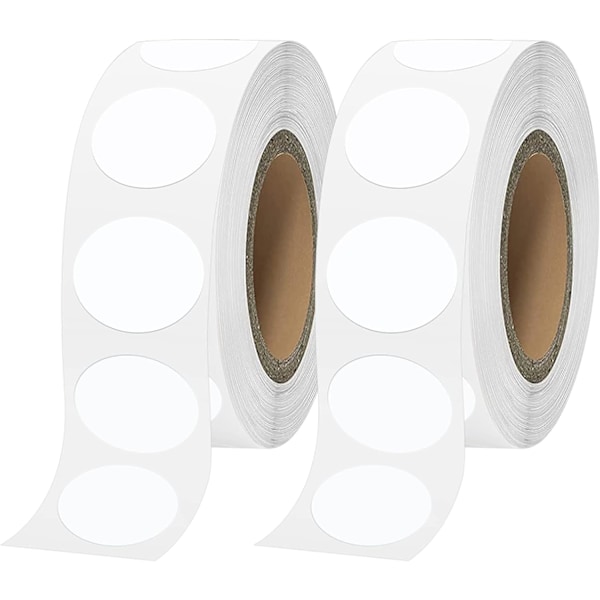 Fargede prikk klistremerker, 1000 stk runde prikk etiketter, 25mm kodings klistremerker, etiketter, selvklebende sirkel prikk etiketter for kontor skole, 2 bind, hvit 25 mm white