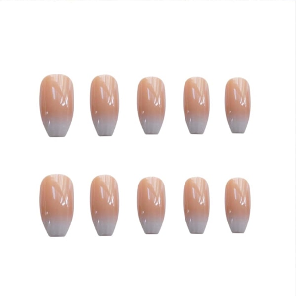 Gradient Falska Naglar Korta Kista Tryck på Naglar Söta Bruna Naglar Tips Akryl Full Cover Falska Naglar för Kvinnor och Flickor 24Pcs