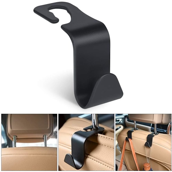 Bilkroge, 6 stk. Bilopbevaringskroge Bagsæde Nakkestøtte Hanger, Universal Bil Håndtaskekroge, Multifunktionelle Heavy Duty Bil Bagsæde Opbevaringskroge Black