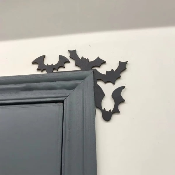 Halloween dörrkarmsdekoration 6st/ set Black Cats Bat Hörndekoration för väggdekoration i sovrummet 2