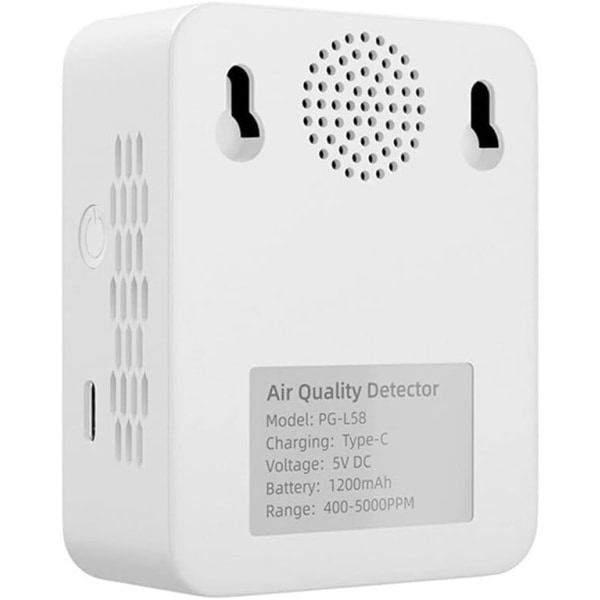 5 i 1 inomhusluftkvalitet -Monitor - CO2 HCHO TVOC AQI Detektor - Vit