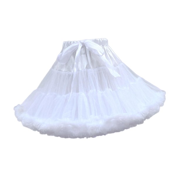 Kvinders Lagdelt Petticoat i Tulle Chiffon Krinoline til Kjole White 45cm