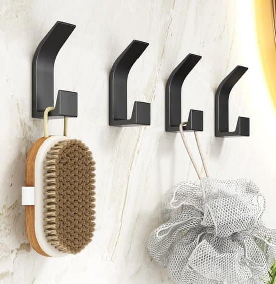 5-pak selvklæbende vægkroge, ABS-plast borefri knager til entré, soveværelse og dør, sort, 2,8 x 2 x 7,6 cm