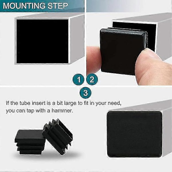 Plastic Cap 40x40mm Black Square Tube End Caps Plastic Sealing Caps 16pcs