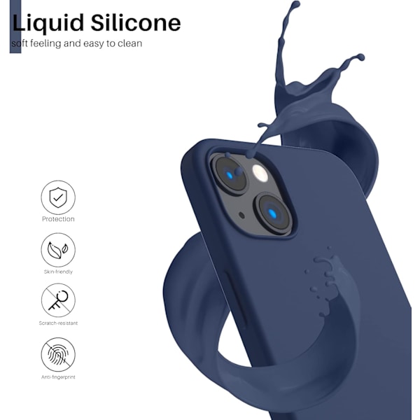 iPhone 13 Case, Liquid Silicone Case for 6.1 inch iPhone 13, Ultra-thin Case, Full Coverage Shockproof Protective Soft Case Navy blue Navy blue