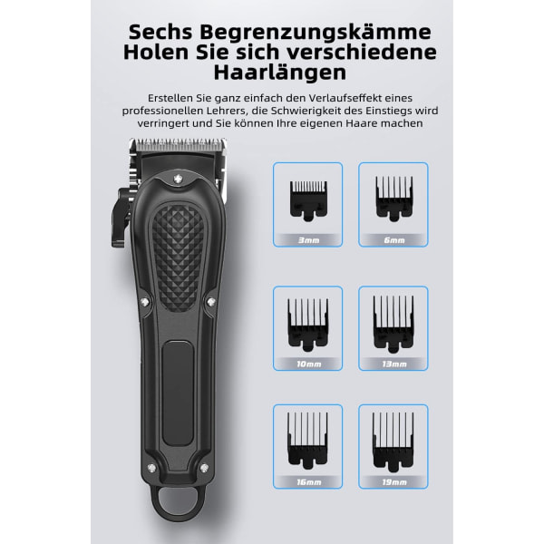 HHL Professionell hårklippare, hårklippare för män, vattentät IPX7