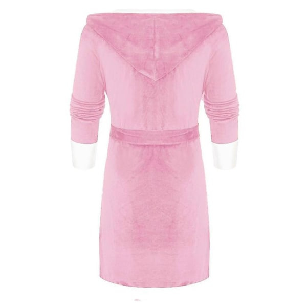 Sherpa-uldressinggown til kvinder blød morgenkåbe hætte fluffy håndklæde morgenkåbe lyserød rosa L størrelse