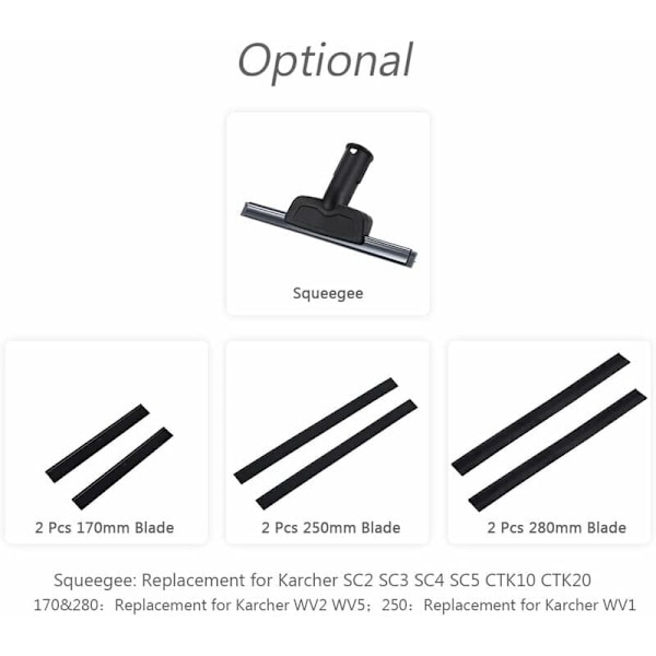 2 stk. 280 mm vindusvasker erstatning vindusrengjøringsblad gumminaltilbehør refill erstatning for Karcher WV2 WV5