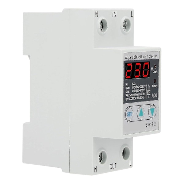 Spenningsvern, justerbar overspennings- og underspenningsvern, LED-skjerm spenningsstabilisator overspenningsvern strømstabilisator voltmeter Svp91