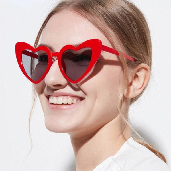 Hjärtsolglasögon för kvinnor båglös metallram Tunna hjärtformade solglasögon UV400