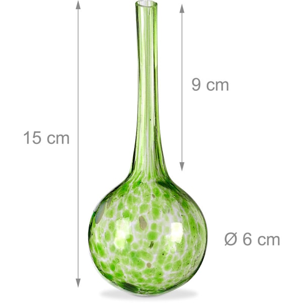 10 x Vandingskugler i sæt, doseret vanding af planter og blomster, vandingshjælp til kontoret, ferie, Ø 6 cm, glas, grøn