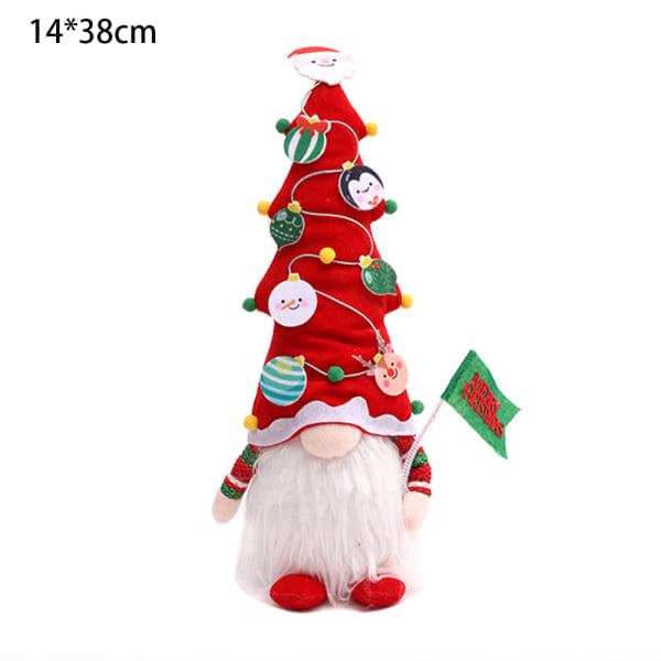 IC Julplysj Tomtedukke Gnome med LED-lys Julplysj rød hatt