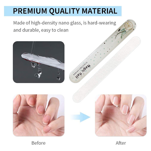 Pack Crystal Glass Nagelfil med Fodral, Nagellack Polerare för Manikyr Nagelvård Nagelfil