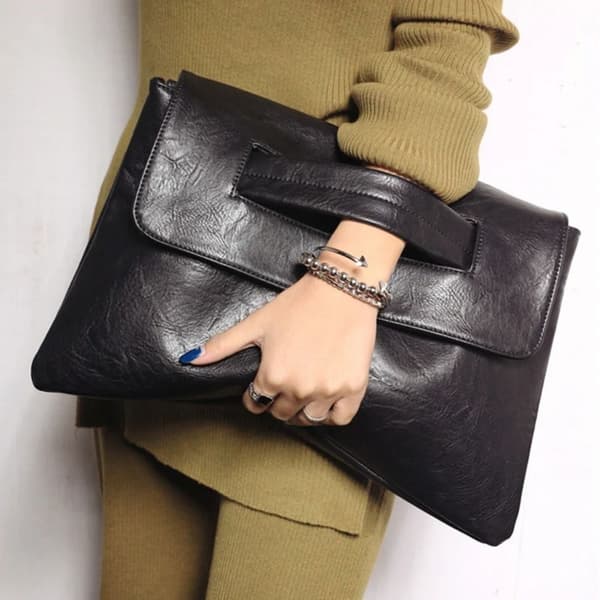 Dam Kuvertväska PU Läder Crossbody Väskor SVART svart black