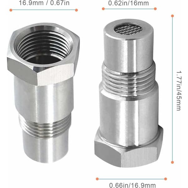 2 stk. oksygensensorforlenger for bilmotor eksosanlegg M18 x1.5, 45 mm lambdasensor