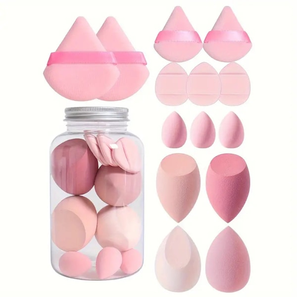 Rajojen yli myyvä drift-pullo 14-osainen puuterivippasetti kauneusmuna peukalopuuteri vippa puuvillapuuteri vippa mini puuteri vippa Pink 14-piece set