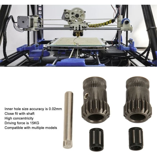 3D-skrivare Extruder Gear, Härdat stål, Nano RNC-beläggning, Hög hårdhet, Dubbeldrift, Kugghjulaxel Lagersats, från DEBUNS