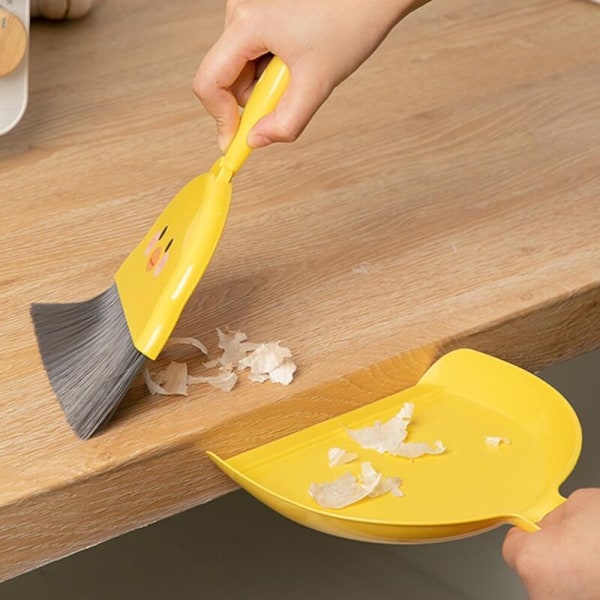 Mini Kost og Fejebakke Sæt, Mini Kost Fejebakke Sæt, Sødt Gul And Skrivebords Kostesæt, til Soveværelse