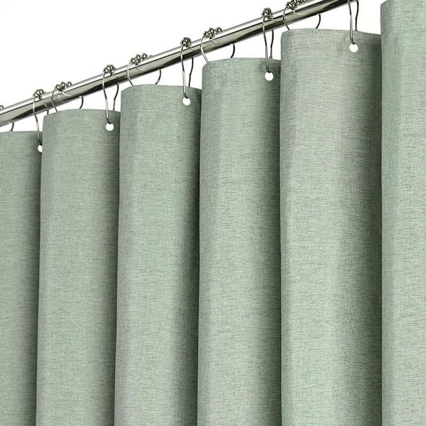 Duschdraperi 180 x 210 cm, extra lång salviagrön - set av slitstarkt